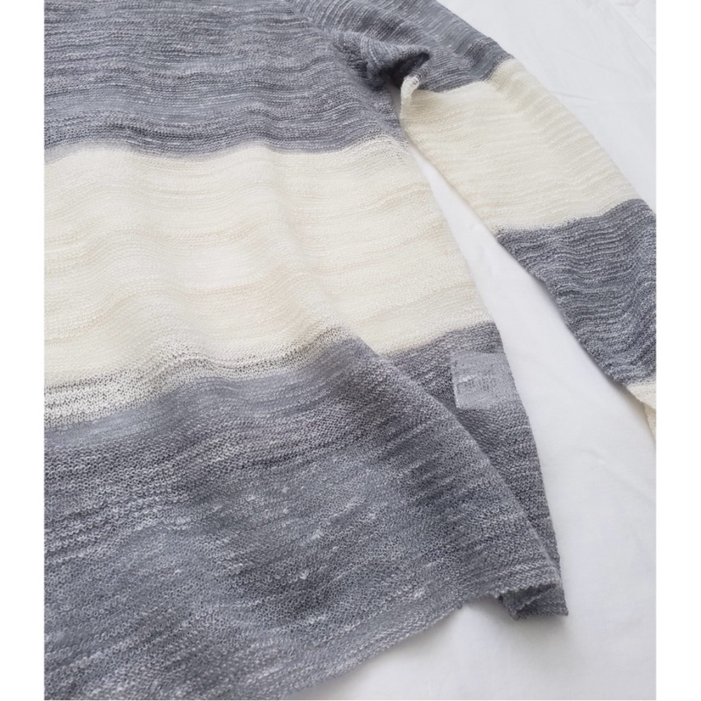 Eileen Fisher cream gray thin knit beach sweater